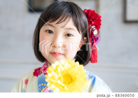 和服を着た女の子 記念写真 ハーフ成人式 七五三 写真館 和服を着た女の子 記念写真 ハーフ成人式 七五三 写真館 88360050