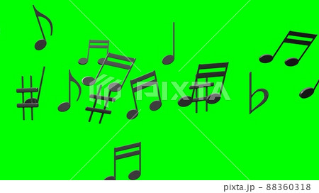 Black musical notes on green chroma key background Black musical notes on green chroma key background 88360318