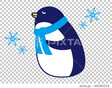クールタオルを巻くペンギン 冷感イメージ のイラスト素材
