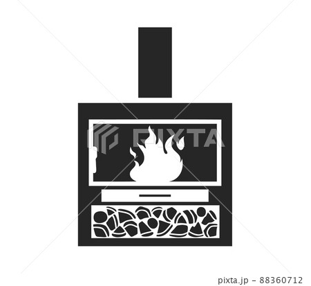 Fireplace with chimney pipe and burning firewoods vector illustration isolated. 88360712