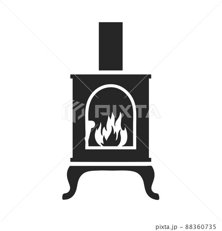 Potbelly wood-burning stove black minimalist icon vector illustration isolated. Potbelly wood-burning stove black minimalist icon vector illustration isolated. 88360735