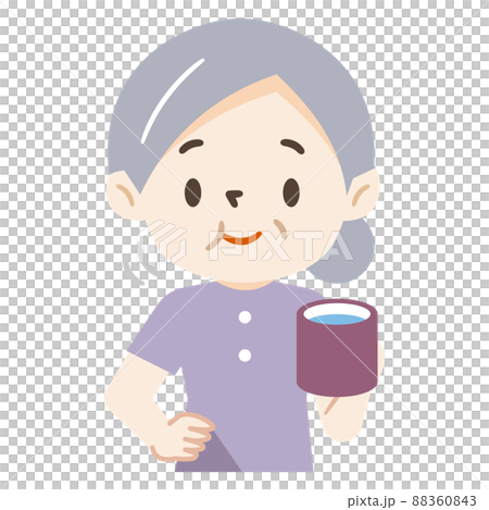 Elderly woman gargling Elderly woman gargling 88360843