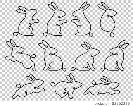 Rabbit line art set 88362229