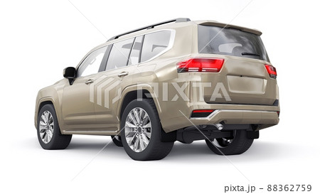 beige large family seven-seater premium SUV on a white isolated background. 3d illustration. 88362759