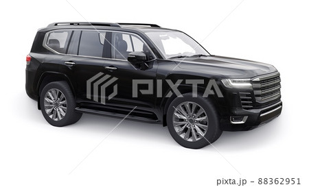 Black large family seven-seater premium SUV on a white isolated background. 3d illustration. 88362951