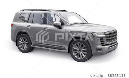 White large family seven-seater premium SUV on a white isolated background. 3d illustration. 88363153