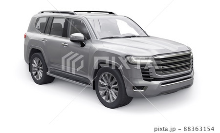 White large family seven-seater premium SUV on a white isolated background. 3d illustration. 88363154