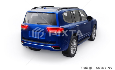 Blue large family seven-seater premium SUV on a white isolated background. 3d illustration. 88363195