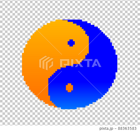 像素藝術太極圖（藍色和黃色） 88363583