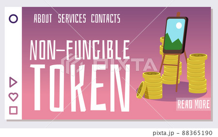 Non-fungible token NFT crypto technology for website flat vector illustration. Non-fungible token NFT crypto technology for website flat vector illustration. 88365190