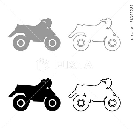 Quad bike ATV moto for ride racing all terrain vehicle set icon grey black color vector illustration image solid fill outline contour line thin flat style Quad bike ATV moto for ride racing all terrain vehicle set icon grey black color vector illustration image solid fill outline contour line thin flat style 88365287