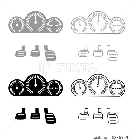 Dashboard pedals set icon grey black color vector illustration image solid fill outline contour line thin flat style Dashboard pedals set icon grey black color vector illustration image solid fill outline contour line thin flat style 88365295