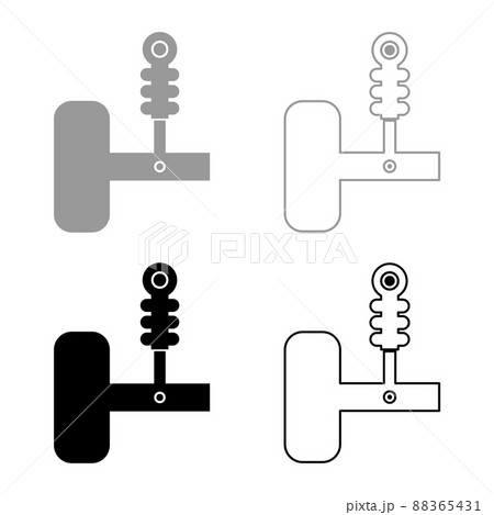 Automotive suspension shock absorber air spring car auto part set icon grey black color vector illustration image solid fill outline contour line thin flat style Automotive suspension shock absorber air spring car auto part set icon grey black color vector illustration image solid fill outline contour line thin flat style 88365431