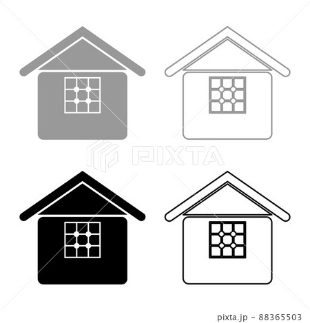 Home set icon grey black color vector illustration image solid fill outline contour line thin flat style Home set icon grey black color vector illustration image solid fill outline contour line thin flat style 88365503