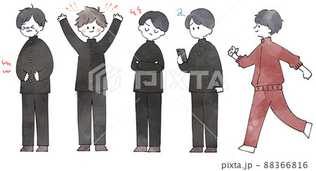人物イラストセット_男子高生 88366816
