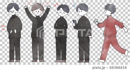 人物イラストセット_男子高生 88366816