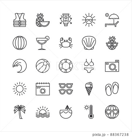 Bundle of summer vibes flat line icons collection. simple  design vector 88367238