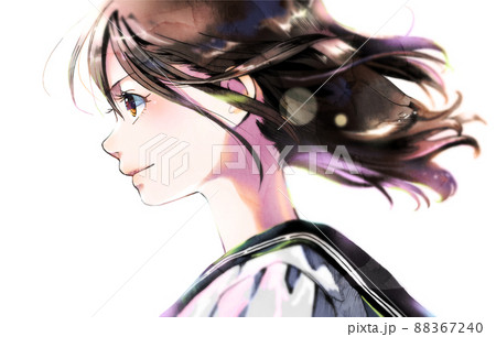 Profile Schoolgirl Illustration Color No Stock Illustration