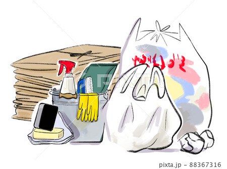 掃除道具とゴミ 88367316