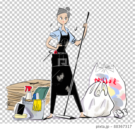 掃除をしている女性のイラスト 88367317