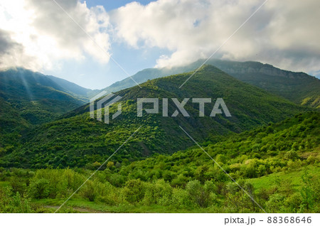 An inspiring scenic summer field landscape. Crimean mountains. Crimean peninsula. The peninsula was annexed to the Russian Federation. Ukraine. An inspiring scenic summer field landscape. Crimean mountains. Crimean peninsula. The peninsula was annexed to the Russian Federation. Ukraine. 88368646