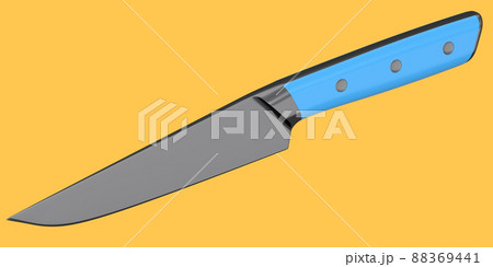 Chef's kitchen knife with a wooden handle isolated on orange background. Chef's kitchen knife with a wooden handle isolated on orange background. 88369441