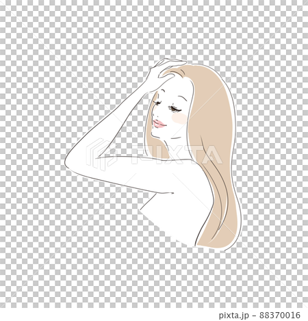 髪をかき上げる美しい女性 88370016