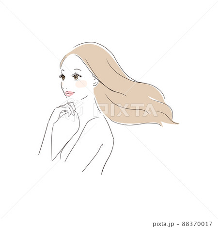 髪をなびかせる美しい女性 88370017