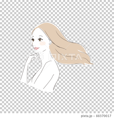 髪をなびかせる美しい女性 88370017
