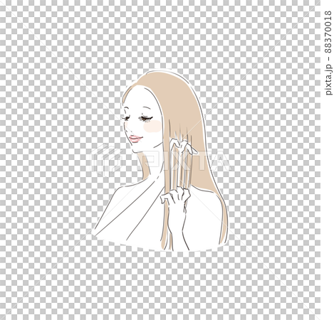 漂亮的女人用手梳修剪頭髮 漂亮的女人用手梳修剪頭髮 88370018