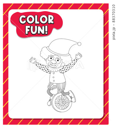 Worksheets template with color fun! text and clown outline Worksheets template with color fun! text and clown outline 88370310