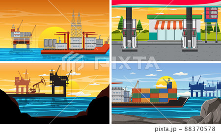 Set of oil petrol and gas relevant scene Set of oil petrol and gas relevant scene 88370578
