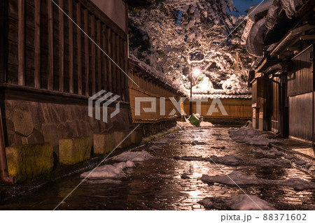《石川県》雪化粧の長町武家屋敷跡・冬の金沢 88371602