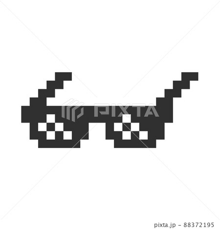 Black simple pixel sun glasses vector icon Black simple pixel sun glasses vector icon 88372195