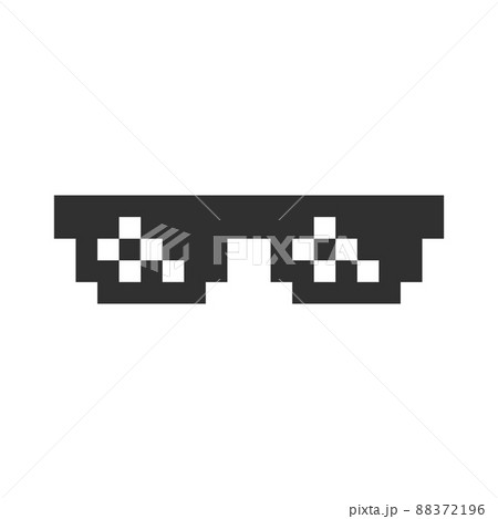 Black simple pixel sun glasses vector icon  88372196