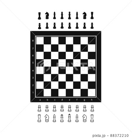 Black and white chess board with pieces 88372210