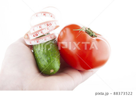 image of cucumber tomato hand white background image of cucumber tomato hand white background 88373522