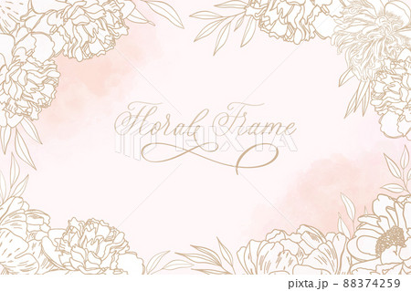 Beautiful floral frame background with soft flower and watercolor stain. 88374259