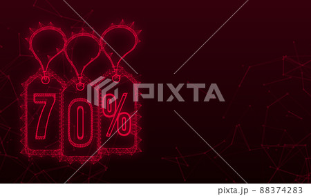 70 percent OFF Sale Discount tag. Discount offer price tag. 70 percent discount promotion flat icon with Plexus. Vector illustration 88374283