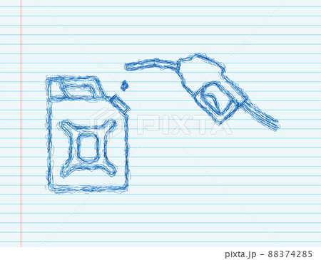 Red canister. Fueling gasoline or diesel vector web banner. Filling stations network, petroleum. sketch icon. Vector stock illustration 88374285