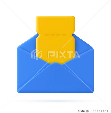 Envelope with paper documents icon. 88374321