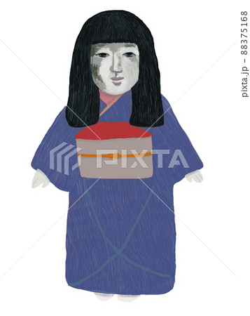 日本人形青服白バック_縦 88375168