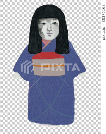 日本人形青服白バック_縦 88375168