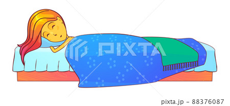 Girl or woman sleeping in bed, vector icon Girl or woman sleeping in bed, vector icon 88376087