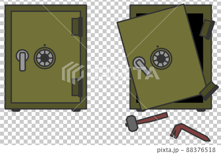 A sturdy vault made of iron and a vault destroyed by a thief A sturdy vault made of iron and a vault destroyed by a thief 88376518