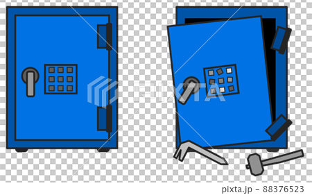鉄製の頑丈な金庫と泥棒に破壊された金庫 88376523