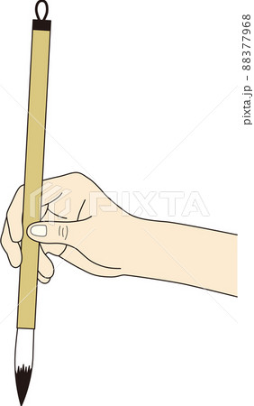 筆の正しい持ち方（二本がけ） 88377968