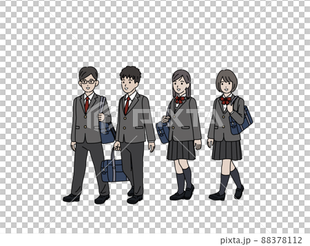 上學 上學 走路 學生 初中生 男女 初中生 高中生 88378112