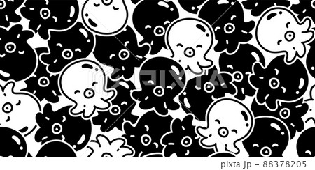 octopus Seamless pattern fish vector salmon tuna shark dolphin doodle icon cartoon ocean sea pet animal repeat wallpaper tile background scarf isolated gift wrapping paper illustration doodle design 88378205