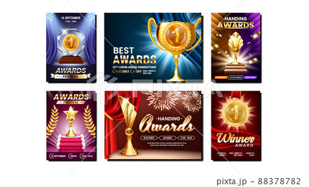 Award Creative Promotional Posters Set Vector 88378782
